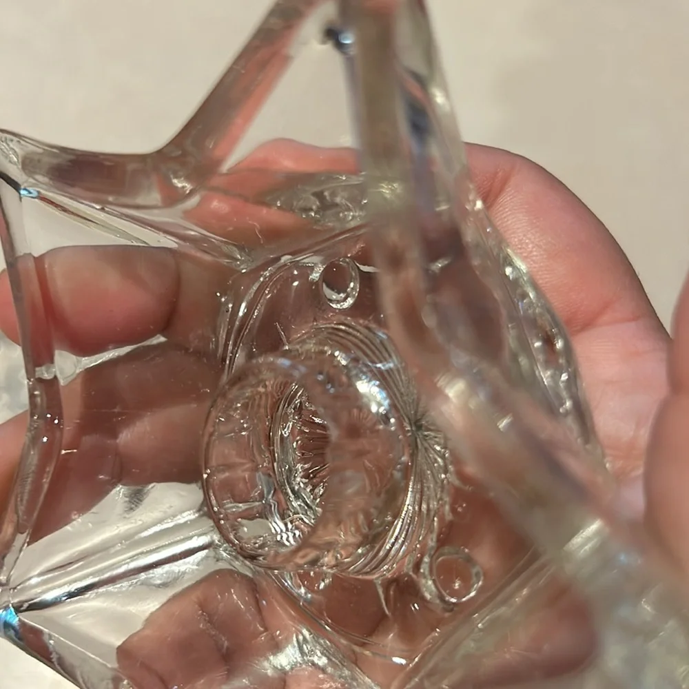 Vintage Glass Star Shaped Tapered‎ Candle Holders Clear 5 points set of 3